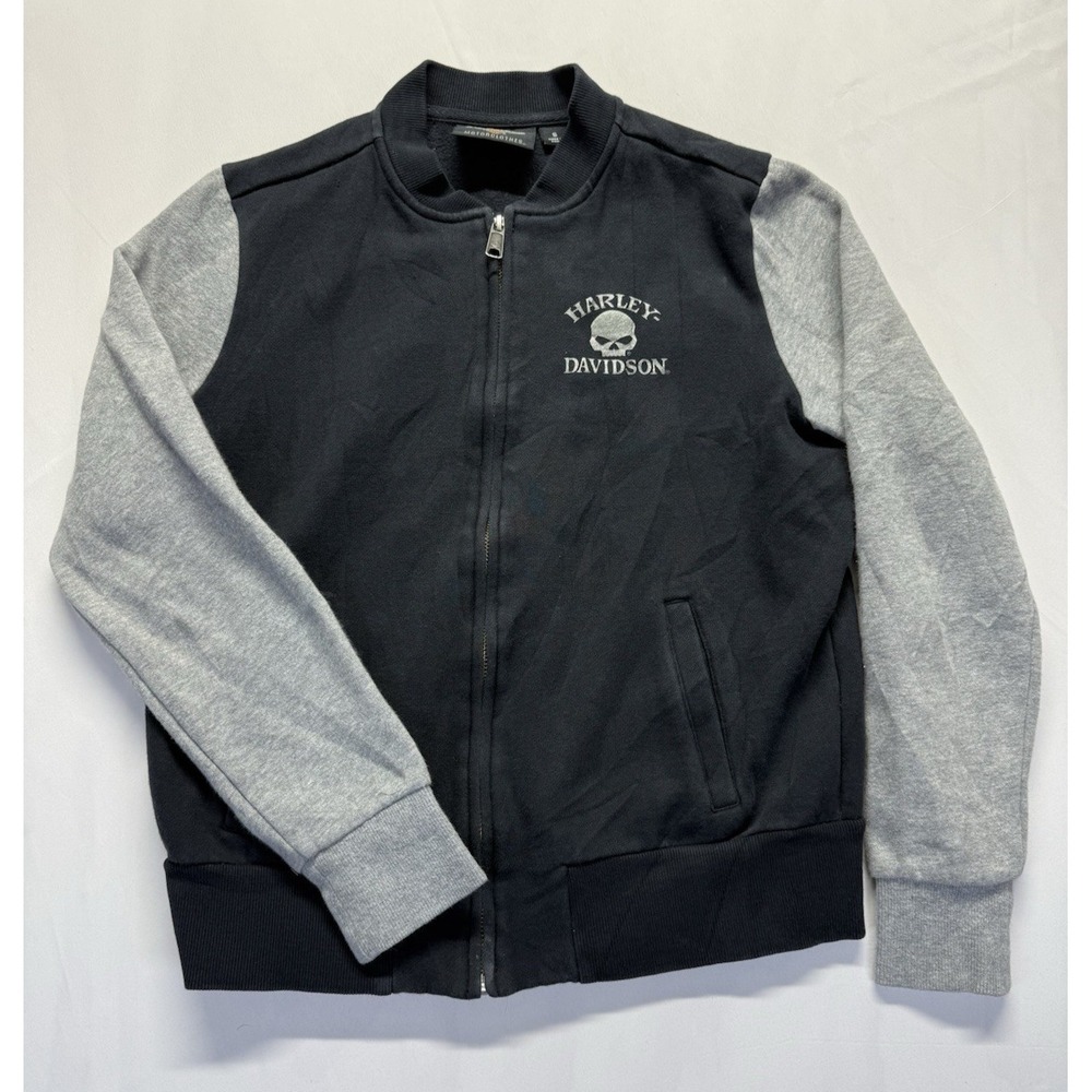Harley-Davidson Skull Full Zip Jacket S Black Gray sleeves full zip motorclothes